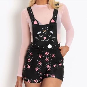 Blackmilk Yin Cat Yang Cat Short Earveralls
